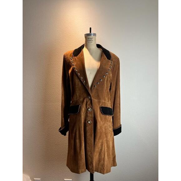 morris kaye and sons, Brown Leather Suede Coat, M